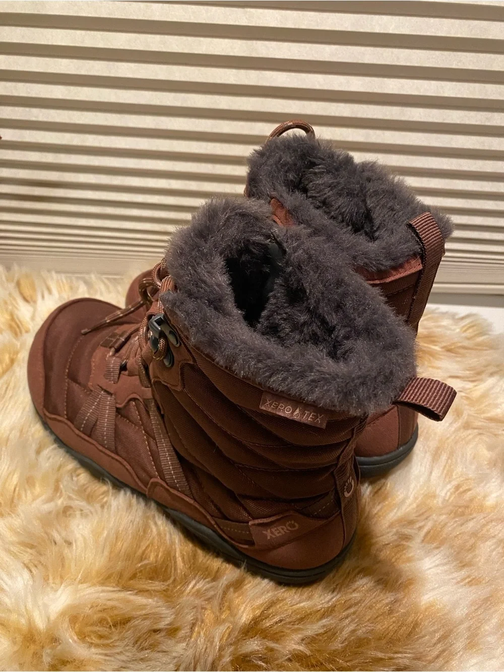 Xero Shoes Alpine Women’s Minimalist Winter Boots - Brown/Faux Fur Trim